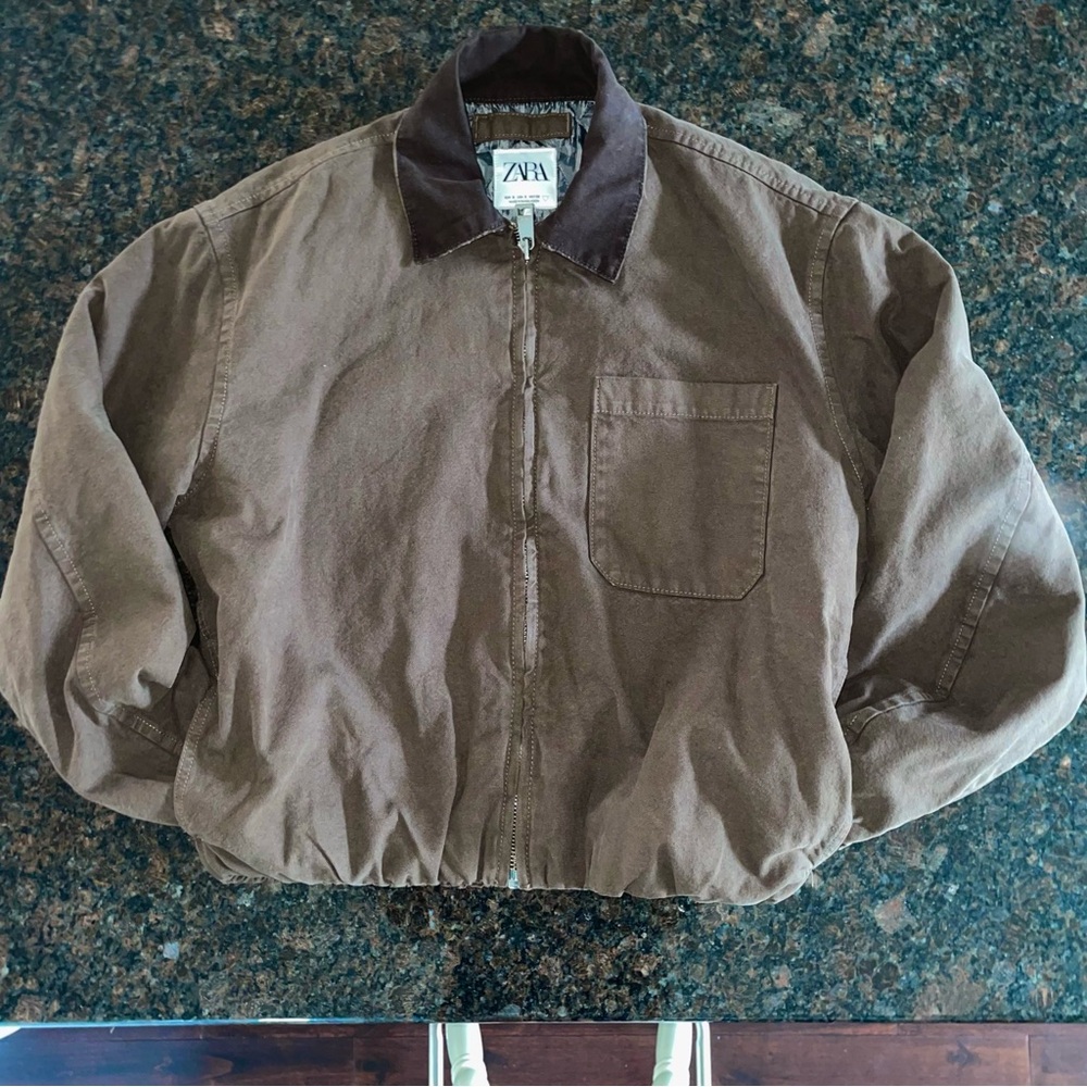 Brown Zara Canvas Workwear Jacket